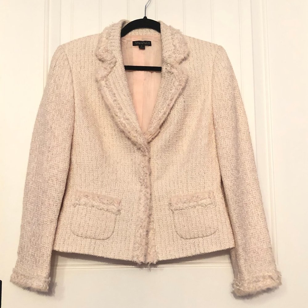 Tahari Hot Pink Tweed Blazer Size 6